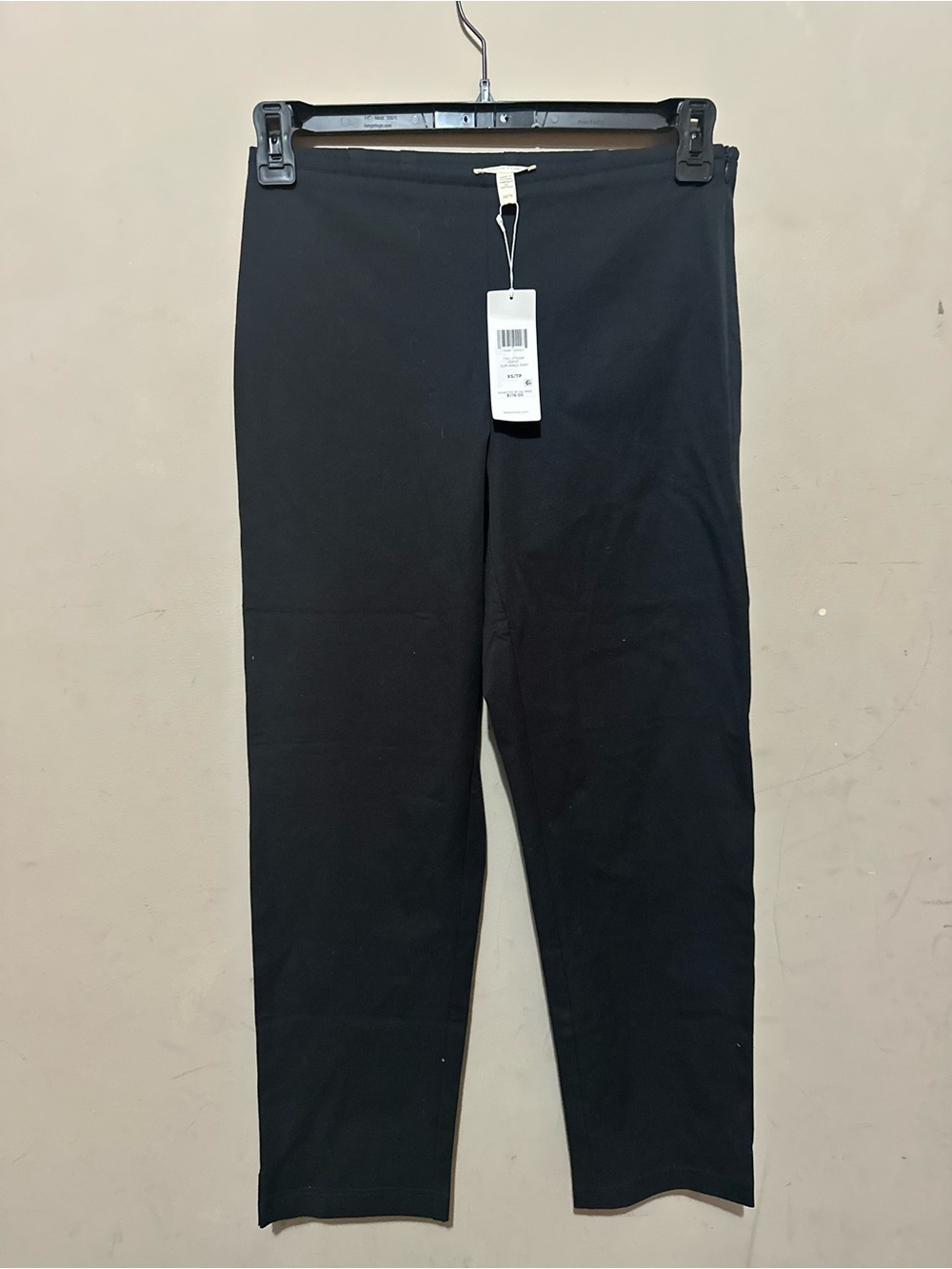 NWT 178 Eileen Fisher Organic Cotton Slim Ankle Pant‎ F1KO-P7341M Black SzXS/ TP